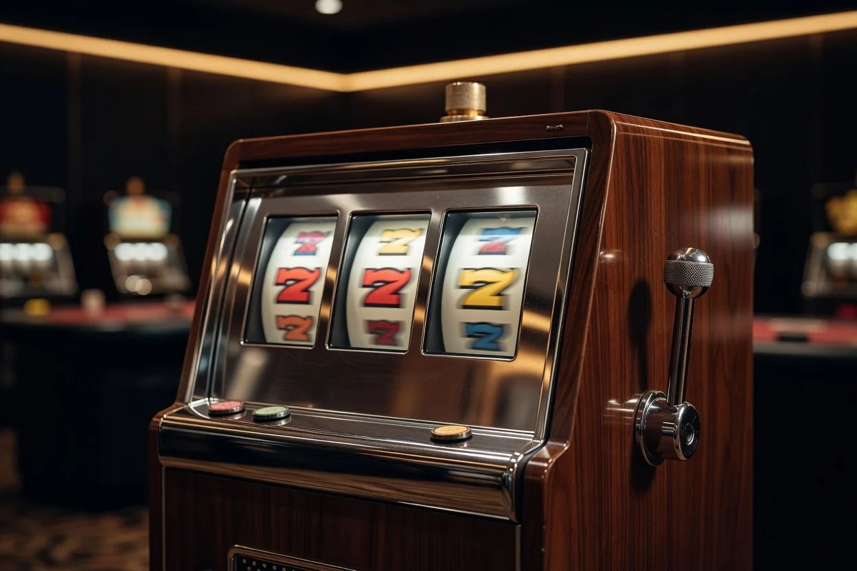 grid of colorful slot game thumbnails on a dark casino lobby screen